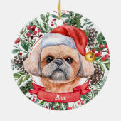 Brown Chih Tzu Custom Père Noël Chien Ornement de  (Dos)