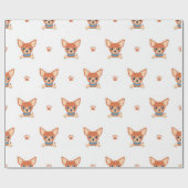 Brown Chihuahua Dog Pattern Cadeaupapier (Vlak)