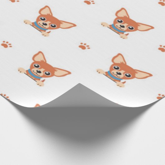 Brown Chihuahua Dog Pattern Cadeaupapier (Hoek)