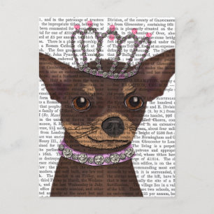 Brown Chihuahua en Tiara Briefkaart