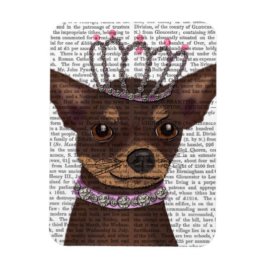Brown Chihuahua en Tiara Magneet (Verticaal)