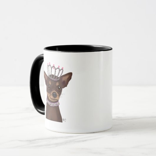 Brown Chihuahua en Tiara Mok (Voorkant links)