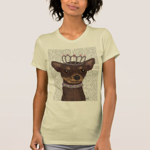 Brown Chihuahua en Tiara T-shirt