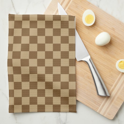 Brown Classic Checkerboard door Shirley Taylor Theedoek (Quarter Fold)
