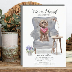 Brown Cockapoo Dog Verplaatsingsaankondiging Aankondiging