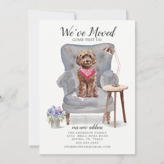 Brown Cockapoo Dog | Verplaatsingsaankondiging Aankondiging (Voorkant)