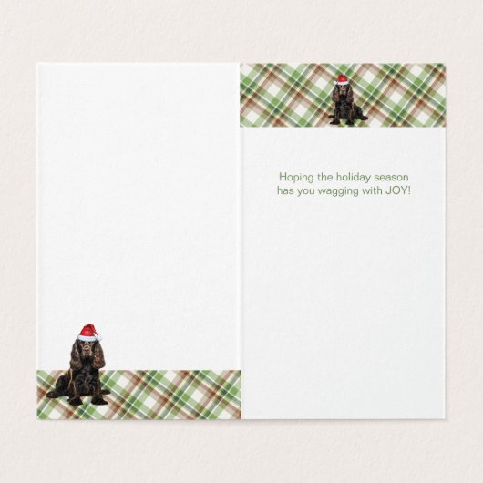 Brown Cocker Spaniel Chien Plaid Noël (Inside Unfolded)