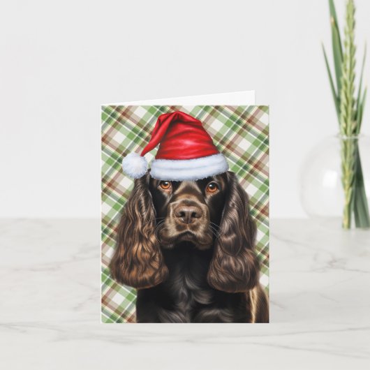 Brown Cocker Spaniel Green met kerstmis Feestdagen Kaart (Voorkant)