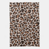 Brown Coffee Leopard Print Retro Kitchen Towel Theedoek (Verticaal)