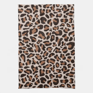 Brown Coffee Leopard Print Retro Kitchen Towel Theedoek