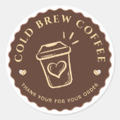 Brown Cold brew coffee Personalized Branding  Ronde Sticker (Voorkant)