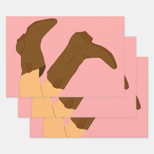 Brown Cowboy Boots Inpakpapier Vel (Set)