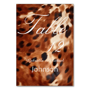 Brown Cream Black Koeienhuid Tafelnummer