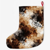 Brown Cream Black Leopard Animal Christmas Grote Kerstsok (Achterkant)
