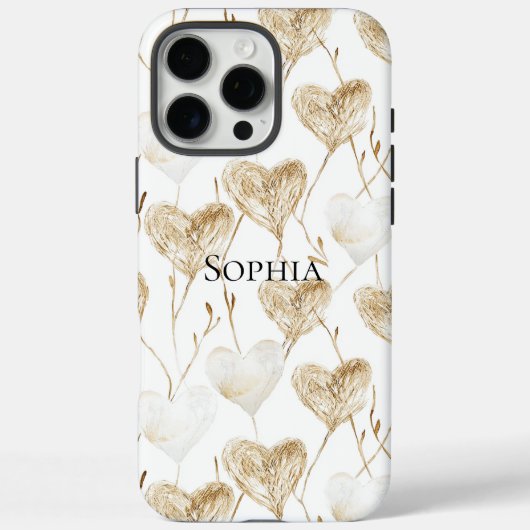 Brown Cream Boho Hearts Case-Mate iPhone Case (Achterkant)