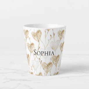 Brown Cream Boho Hearts Latte Mok