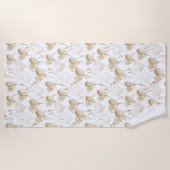 Brown Cream Boho Hearts Strandlaken (Voorkant)