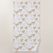 Brown Cream Boho Hearts Strandlaken (Voorkant)