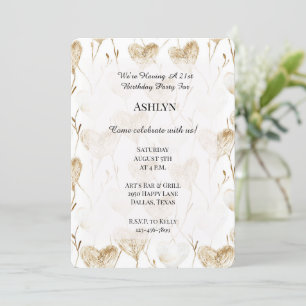 Brown Cream Boho Hearts Verjaardag Kaart