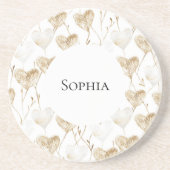 Brown Cream Boho Hearts Zandsteen Onderzetter (Voorkant)