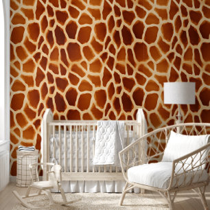 Brown Cream Giraffe Dierenprint Behang