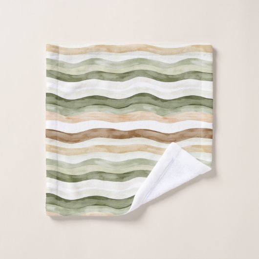 Brown Cream Green Stripes (Gant de toilette)