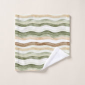 Brown Cream Green Stripes Bad Handdoek (Wasdoekje)