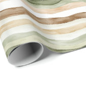 Brown Cream Green Stripes Cadeaupapier (Rol Hoek)