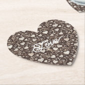 Brown Cream Hearts Kartonnen Onderzetters (Gekanteld)