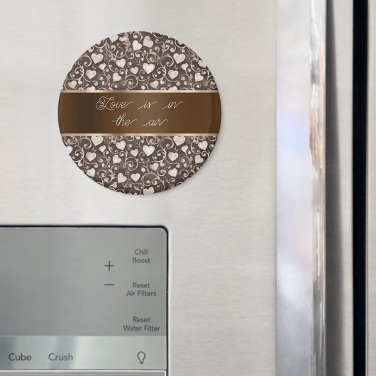 Brown Cream Hearts Ribbon   Magneet (Insitu (Koelkast))