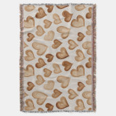 Brown Cream Hearts Stripes Deken (Voorkant Verticaal)