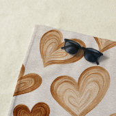 Brown Cream Hearts Stripes Strandlaken (In situ)