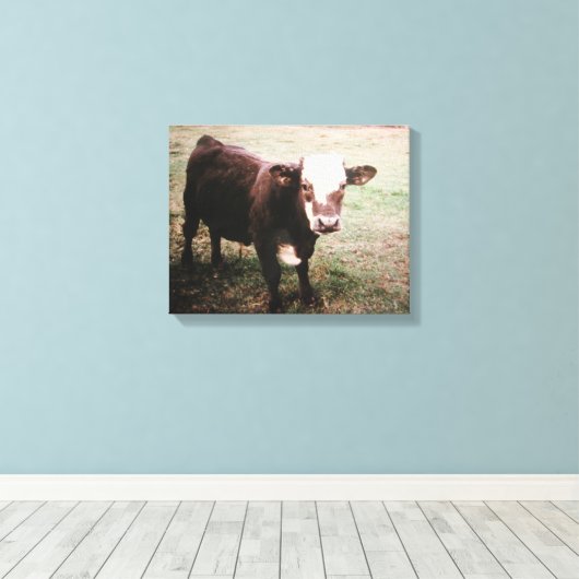 Brown Cream Koe Canvas Afdruk (Insitu (Houten vloer))