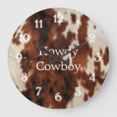 Brown Cream Koeienhuid Grote Klok (Voorkant)