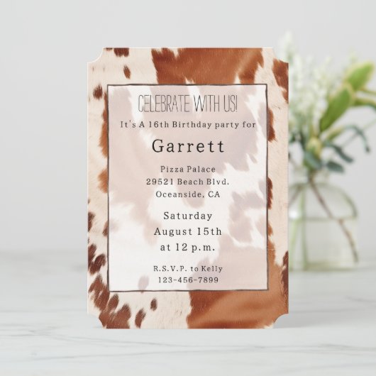 Brown Cream Koeienhuid Kaart (Staand voorkant)