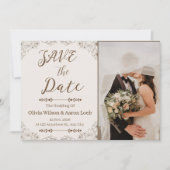 Brown & Cream Minimal Flat Wedding Save The Date (Voorkant)