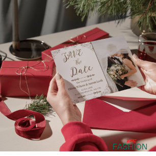 Brown & Cream Minimal  Flat Wedding Save The Date