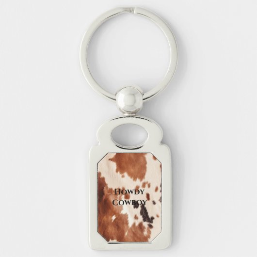 Brown Cream Southwest Cowhide Sleutelhanger (Voorkant)