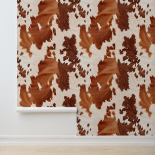 Brown Cream Southwest Koeienhuid Behang