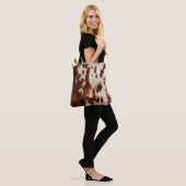 Brown Cream Southwest Koeienhuid Draagtas (Op model)