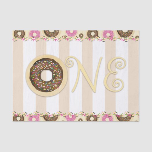 Brown Cream Sprinkle Donuts ONE 1ST Birthday Party Tissuepapier (Voorkant)