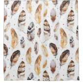 Brown Cream Tribal Native Feathers Douchegordijn (Voorkant)