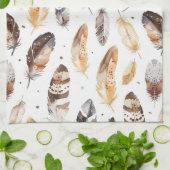 Brown Cream Tribal Native Feathers Theedoek (Gevouwen)