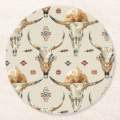 Brown Cream Tribal Native Feathers Verjaardag Ronde Kartonnen Onderzetter (Voorkant)