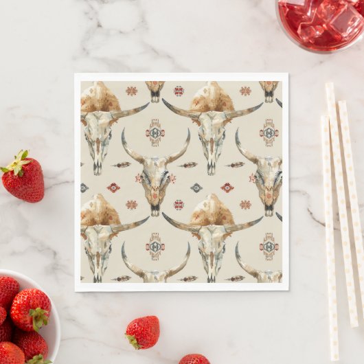 Brown Cream Tribal Native Feathers Verjaardag Servet (Insitu)