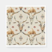 Brown Cream Tribal Native Feathers Verjaardag Servet (Voorkant)