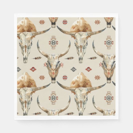 Brown Cream Tribal Native Feathers Verjaardag Servet (Voorkant)