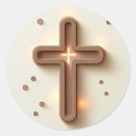 Brown Cristian Cross Ronde Sticker (Voorkant)