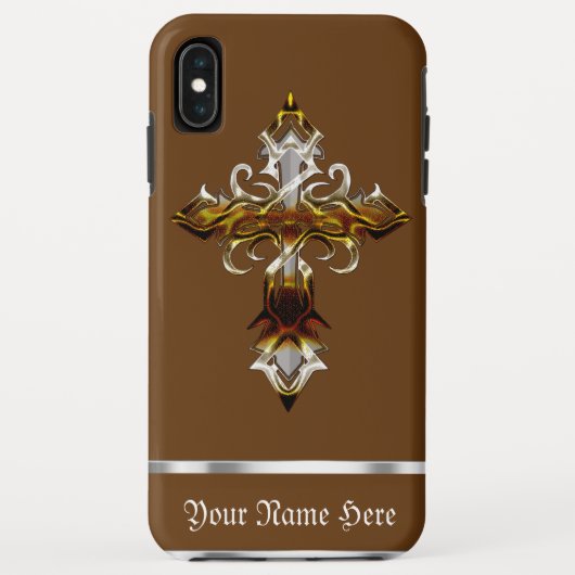 Brown Croix médiévale iPhone XS Max Coque (Dos)
