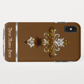 Brown Croix médiévale iPhone XS Max Coque (Dos (Horizontal))